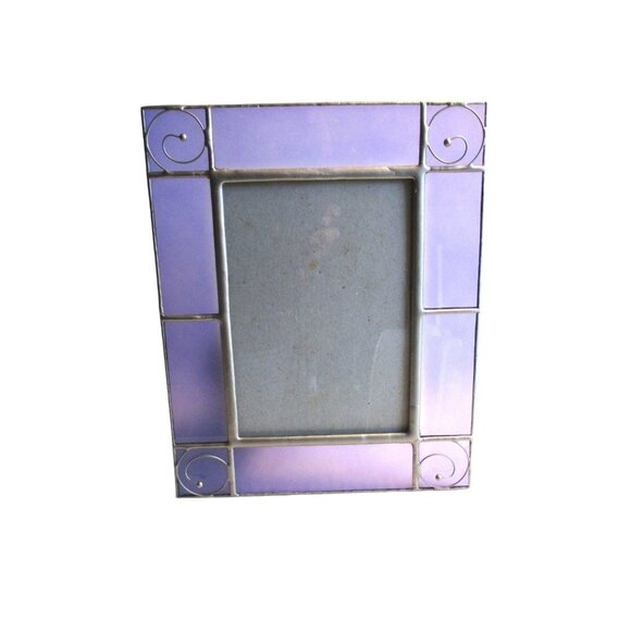 *Purple Stain Glass Picture Frame 2-Way Table Top - Picture 1 of 5